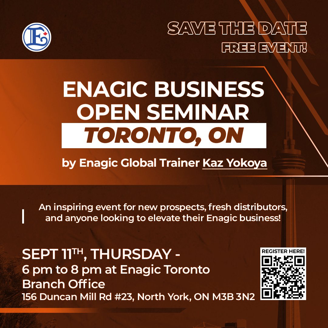 We’re excited to welcome Enagic Corporate Global Trainer, Kaz Yokoya, to Canada this September! 🙌

✨ Don’t miss the opportunity to gain powerful insights, motivation, and energy directly from Kaz!

👉 Register now to secure your spot: forms.office.com/pages/response…