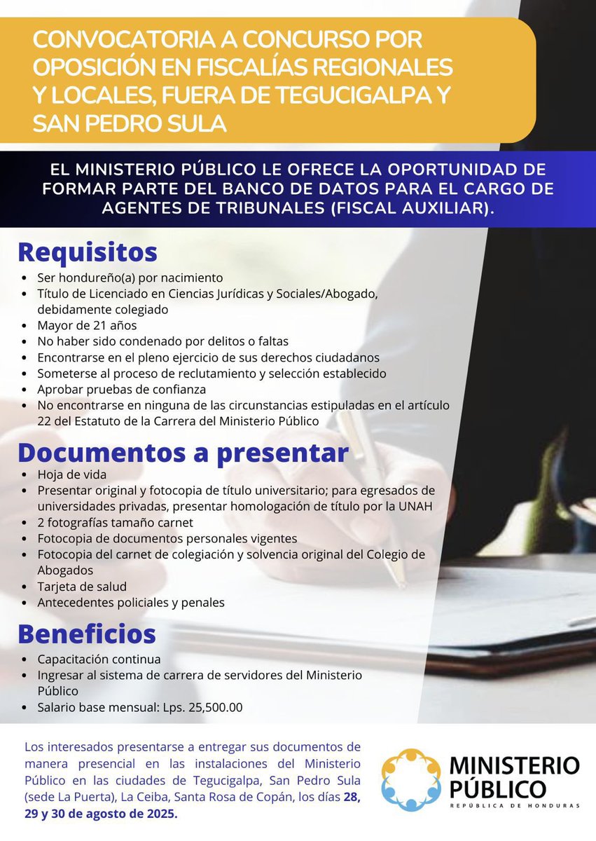 Luego de varios años sin la contratación de nuevos fiscales, hoy damos un paso importante para fortalecer el Ministerio Público. Es por ello que en mi condición de máxima autoridad del Ministerio Público convoco a concurso de fiscales. 

Esta decisión en favor del pueblo