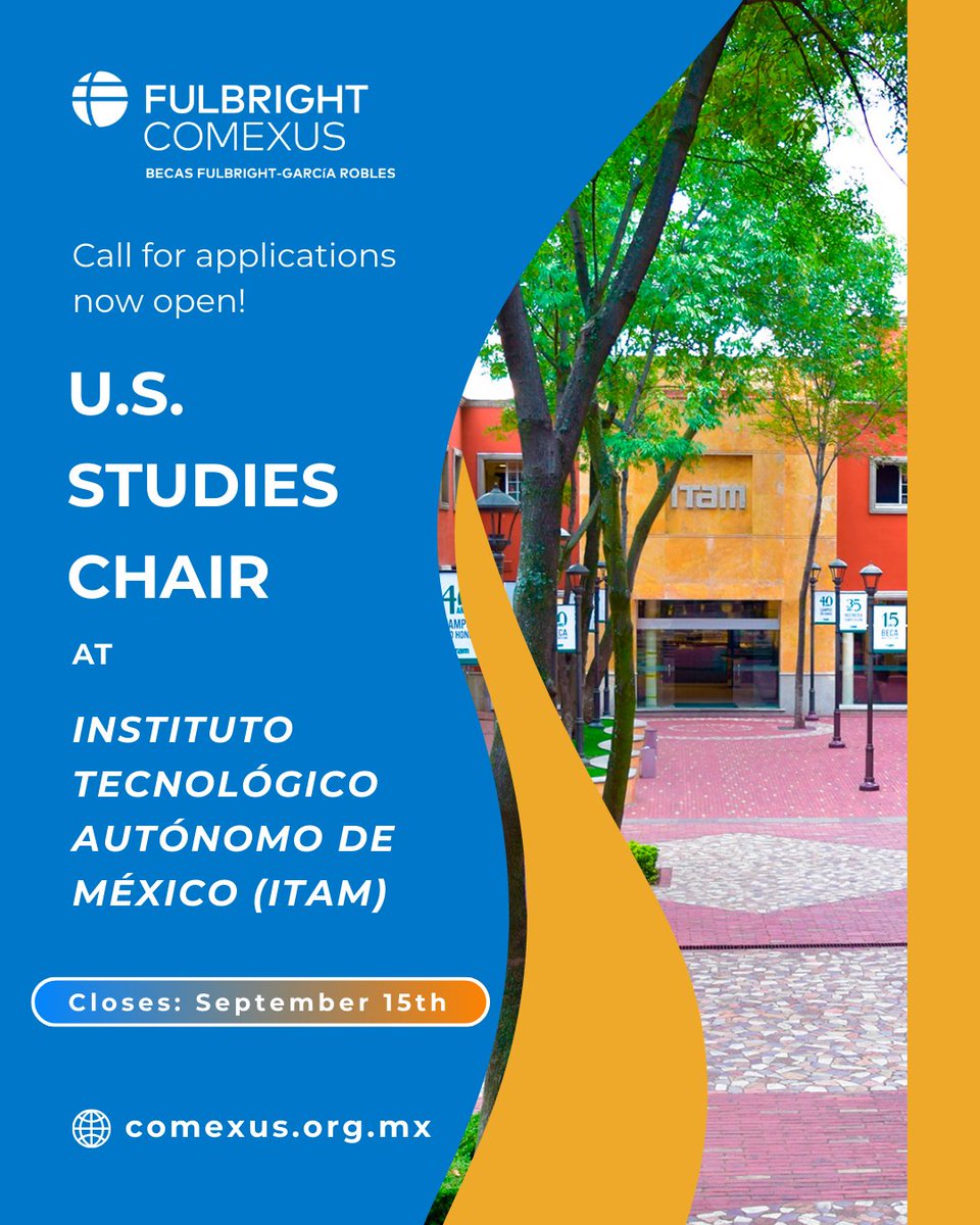 Comexus's tweet image. Teach in Mexico with #Fulbright! 📚
ITAM invites U.S. scholars in politics, law, or foreign policy to teach undergrad courses, mentor students &amp;amp; foster U.S.-Mexico exchange.
👉 Apply: ow.ly/X6jq50WMqsu

#USStudiesChair #COMEXUS #HigherEdAbroad