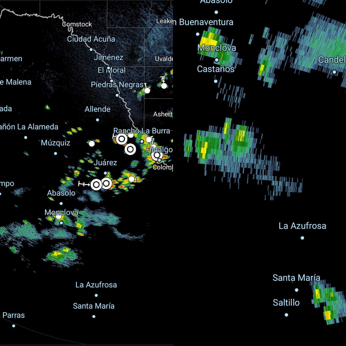 🌦️ #Coahuila | Radar corto plazo:

🌩 Norte: tormentas dispersas.

🌧 Carbonífera: chubascos y actividad eléctrica.

🌦 Centro (Monclova): lluvias moderadas.

🌧 Sureste (Saltillo): tormentas aisladas.

⛅ Laguna: estable.