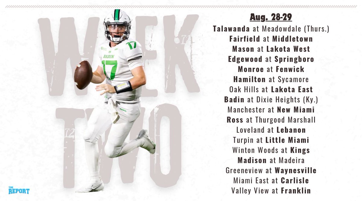 𝑻𝒉𝒆 𝑹𝒆𝒑𝒐𝒓𝒕 𝑶𝒉𝒊𝒐 (@thereportohio) on Twitter photo Week 2 | High School Football Schedule Week 2 | High School Football Schedule