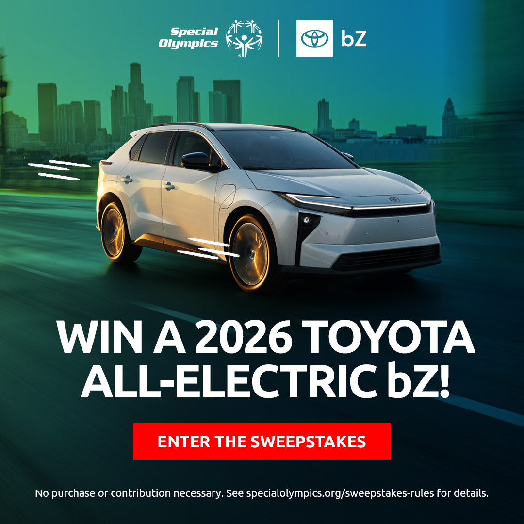 Enter for a chance to WIN a 2026 All-Electric Toyota bZ and help more Special Olympics athletes take the field! One quick entry today helps give people with intellectual disabilities the opportunity to learn newfound skills both on and off the playing field.