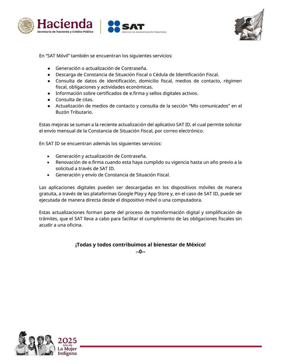 📲✨El SAT actualizó sus aplicaciones digitales para que realices más trámites de manera fácil, rápida y sin acudir a oficinas.

📌Descarga gratuita en Google Play, App Store y en la web de SAT ID
x.com/SATMX/status/1…