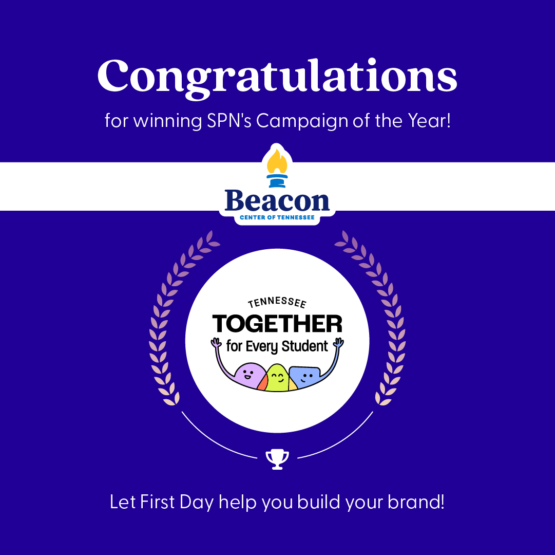 Congratulations to the Beacon Center of Tennessee for winning SPN's Campaign of the Year Award for their work through TN Together! ! 🏆 <a href="/BeaconTN/">Beacon Center of TN</a>

We’re proud of the story we’ve helped shape and the best is yet to come!🎈
Let us help tell your story! #FirstDay