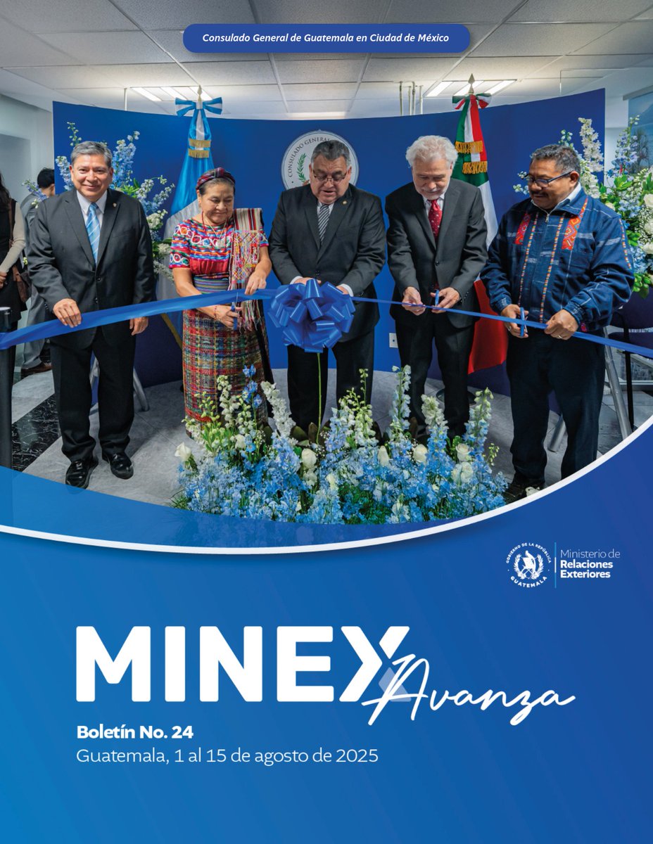 Consulta el boletín "Minex Avanza" y entérate de las actividades clave de la Cancillería y nuestra red diplomática y consular, del 1 al 15 de agosto de 2025.    

 ¡No te pierdas los detalles en este enlace! 

🔗 bit.ly/BoletínMinex24