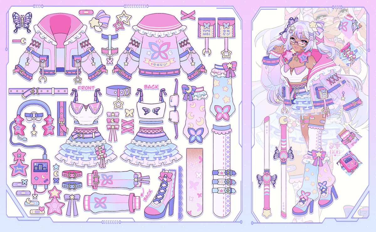 This is my vtuber model and I’m currently rigging her I can’t wait for her to move 🥰