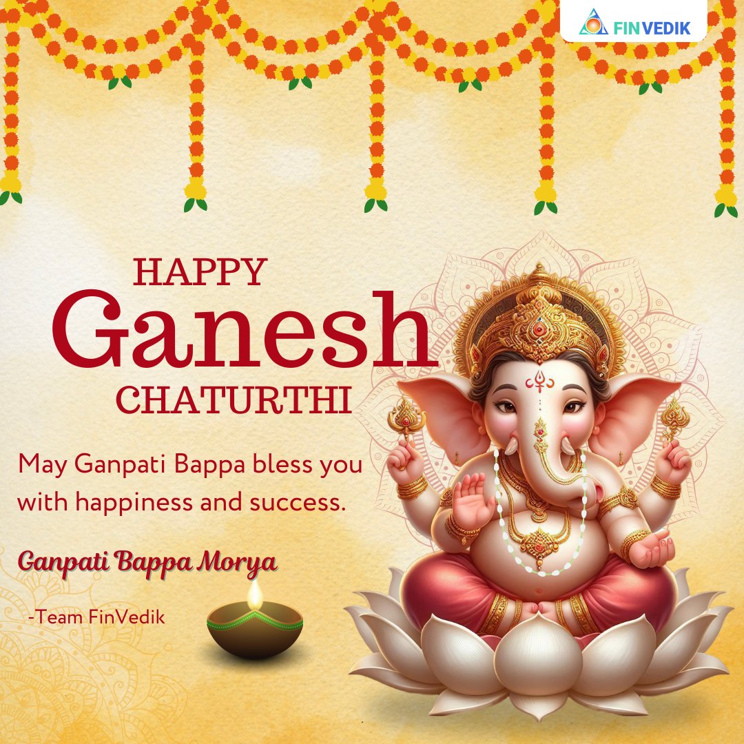 finvedik's tweet photo. ✨🙏 Wishing You a Blessed Ganesh Chaturthi! 🙏✨
May Lord Ganesha remove all obstacles and bring prosperity, happiness, and success to your life and business. 🌸💰

#GaneshChaturthi2025  #GanpatiBappa https://t.co/JPFRV7Tt9j
