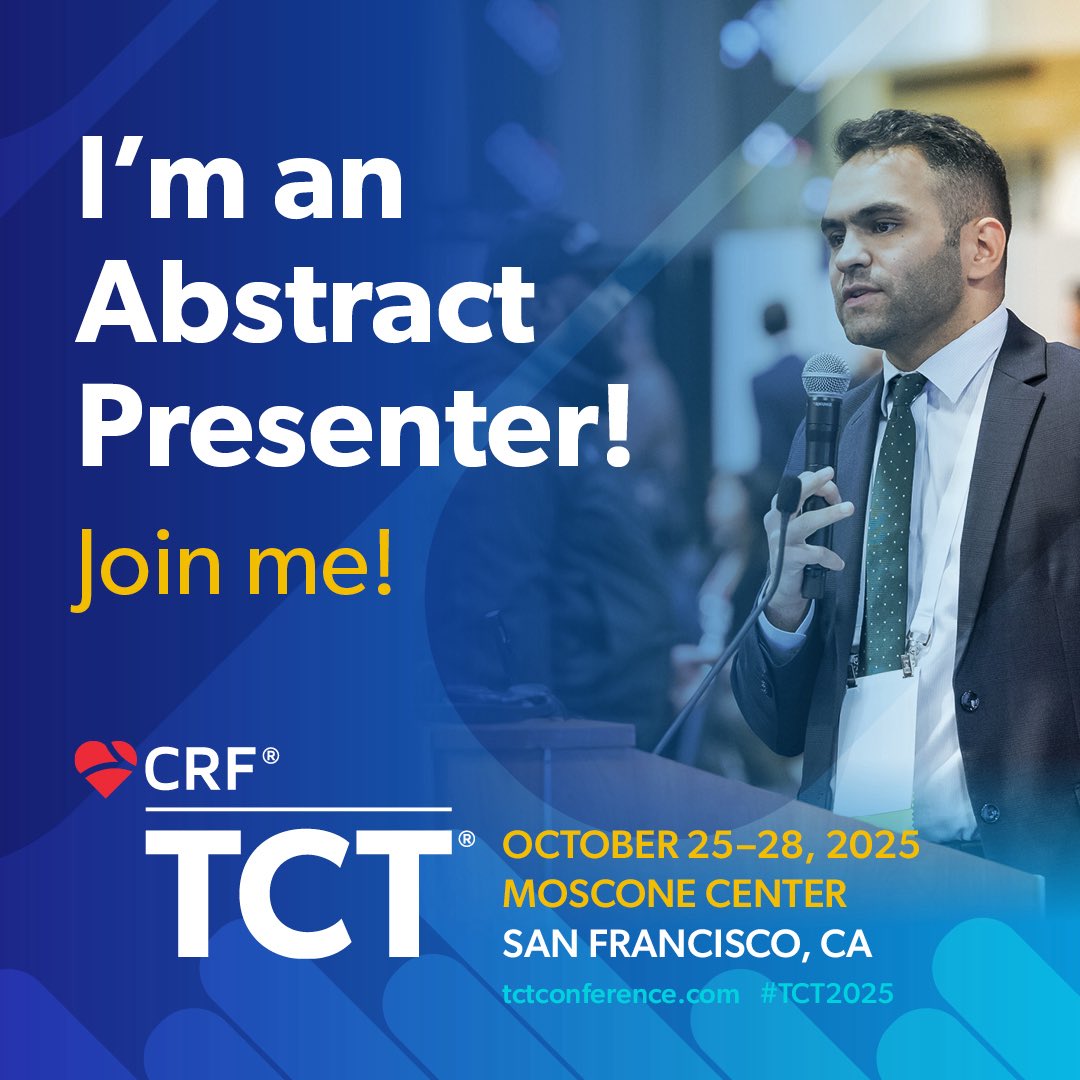 Excited to announce that our abstract has been accepted for the 6 minute PowerPoint presentation at CRF TCT 2025. Thank you to everyone for making this possible. <a href="/Drhyamureddy/">Hemanth Reddy Sanjamala, MD</a>  <a href="/YusraMinahil/">Yusra Minahil Nasir</a>  <a href="/MohitpahujaMD/">Mohit Pahuja</a> #TCT2025 <a href="/crfheart/">Cardiovascular Research Foundation</a> <a href="/TCTConference/">TCT Conference</a>.