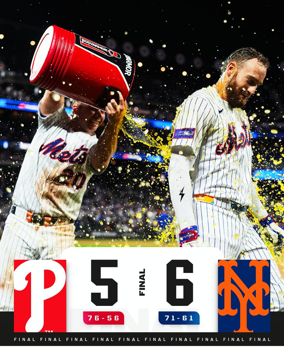 MLB (@mlb) on Twitter photo Brandon Nimmo's #walkoff winner makes it NINE straight victories for the <a href="/Mets/">New York Mets</a> over the Phillies at Citi Field! Brandon Nimmo's #walkoff winner makes it NINE straight victories for the <a href="/Mets/">New York Mets</a> over the Phillies at Citi Field!