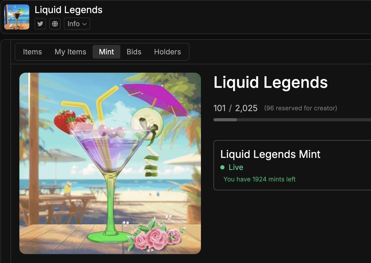 All 96 Treasury NFTs have been transferred to our wallet. In few hours we will start the transfer to the Free Giveaway Winners. 🍸 Looking forward to it.
Check your wallet later on and make sure you share your Liquid Legend 😜

#SUI #SuiCommunity #SuiNetwork #NFTCommunity