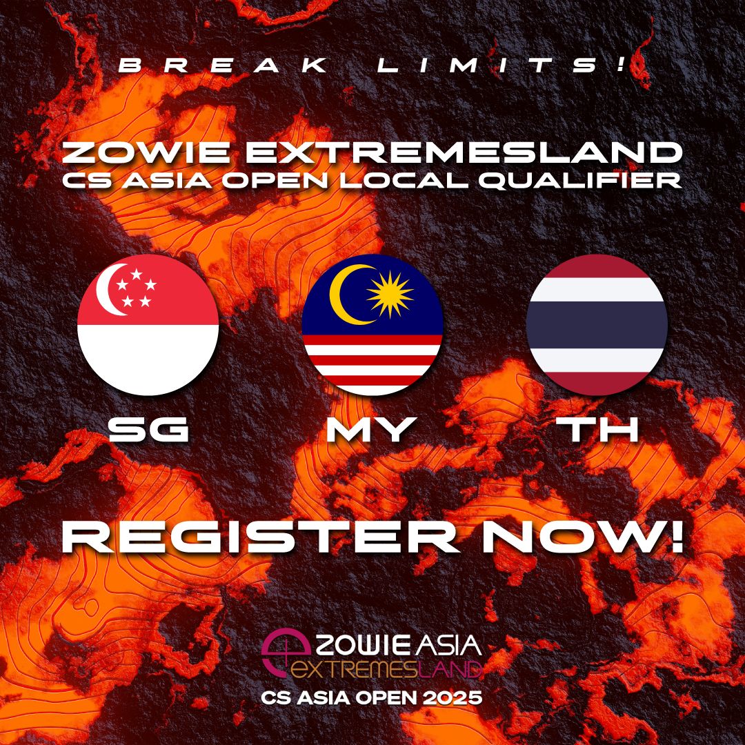 eXTREMESLAND's tweet image. #ZOWIE #eXTREMESLAND CS Asia Open Local Qualifier SG/MY/TH Registration now open! 🚨

Are you ready to claim your spot on the big stage? 🏆
SG: bit.ly/4mT8yq8
MY: bit.ly/3HOIE8h
TH: bit.ly/3UJ3nxh
Registration ends 5th September 2025, 12pm (GMT+8)