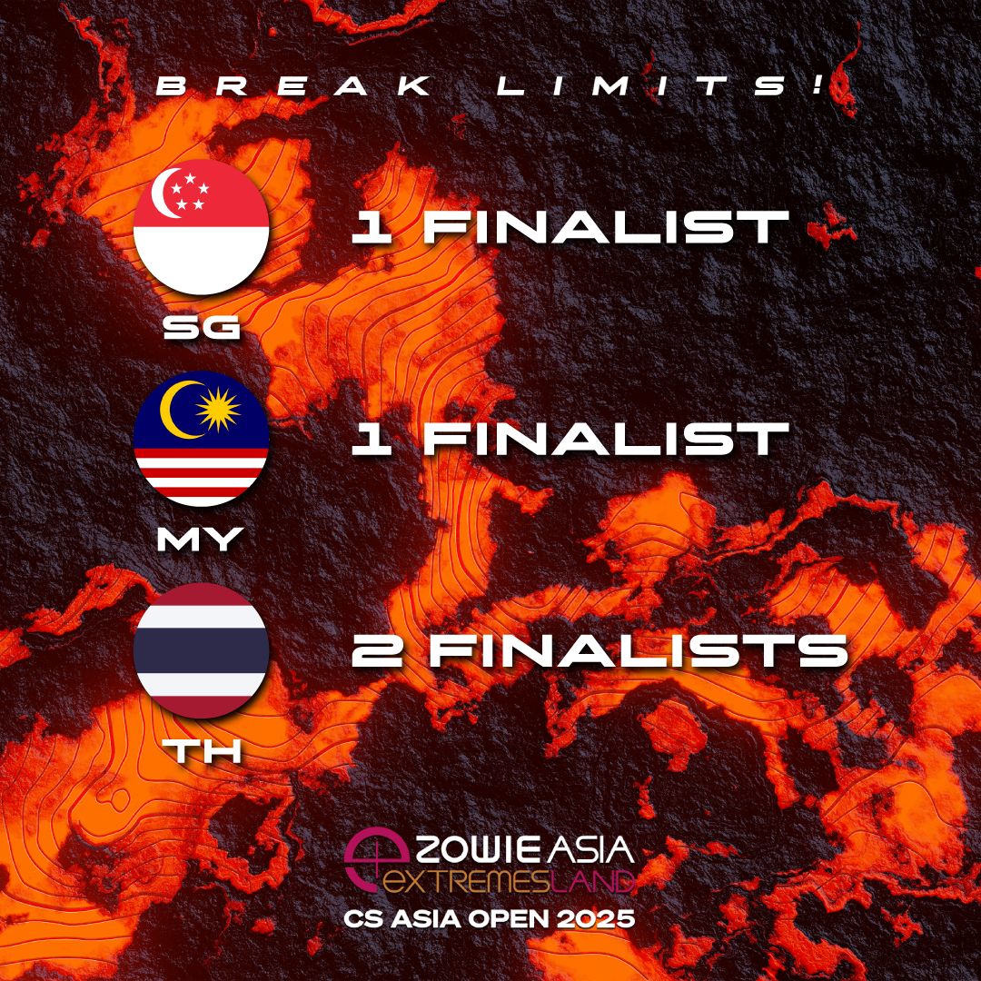 eXTREMESLAND's tweet image. #ZOWIE #eXTREMESLAND CS Asia Open Local Qualifier SG/MY/TH Registration now open! 🚨

Are you ready to claim your spot on the big stage? 🏆
SG: bit.ly/4mT8yq8
MY: bit.ly/3HOIE8h
TH: bit.ly/3UJ3nxh
Registration ends 5th September 2025, 12pm (GMT+8)