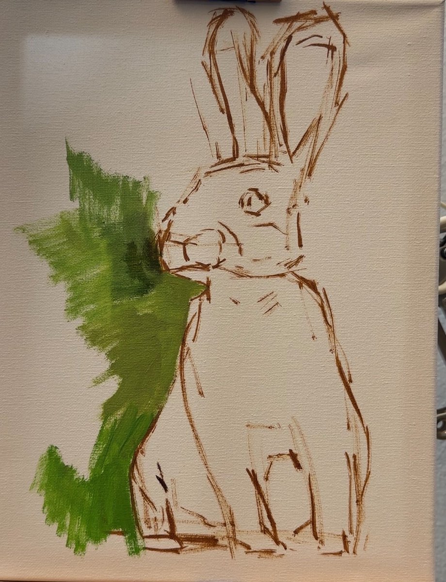 danieljvaladez's tweet photo. Bunny painting, in oil. Work in progress. Ugly stage. #wip #oilpainting #wildlife #animals https://t.co/uDk7W1buat