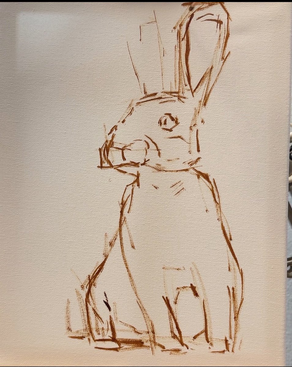 Bunny painting, in oil. Work in progress. Ugly stage. #wip #oilpainting #wildlife #animals