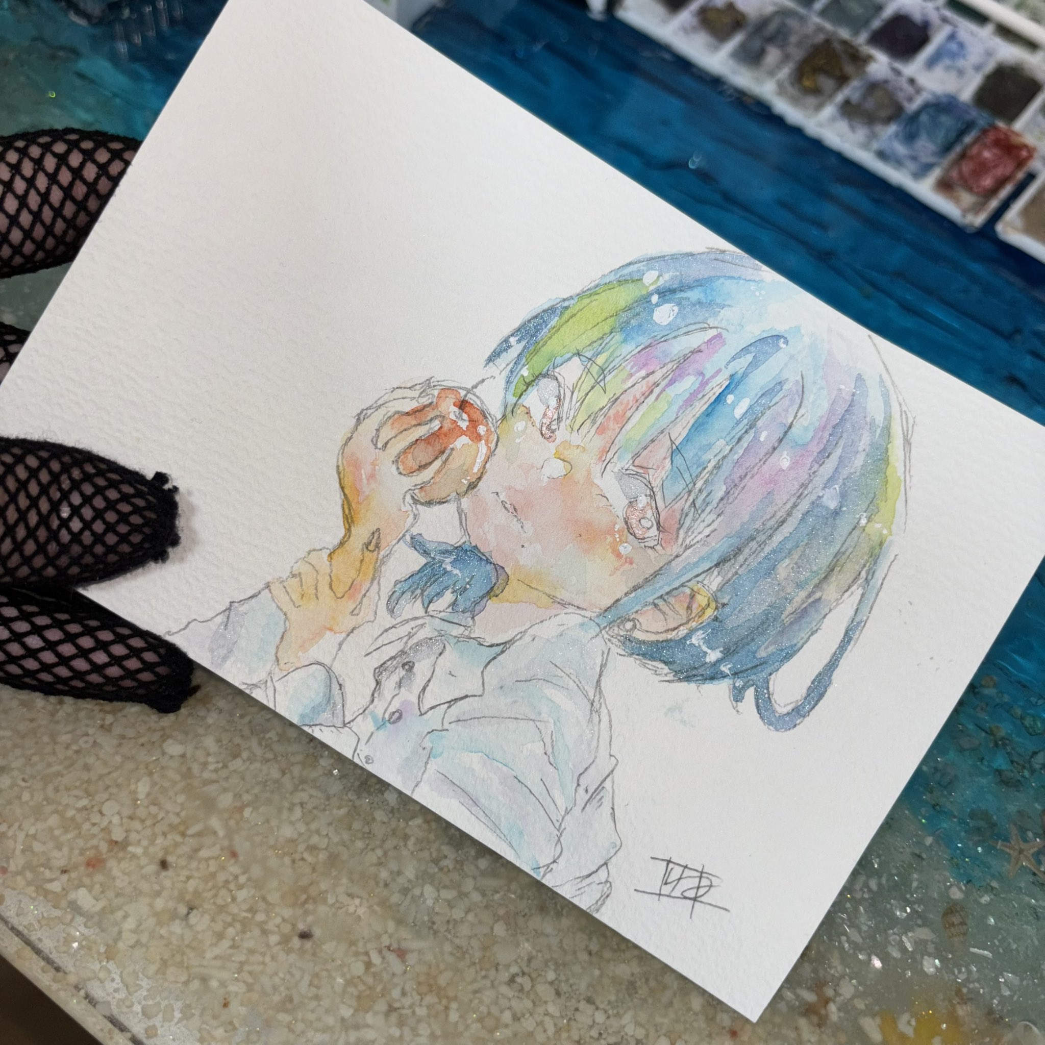 ポストカードプリント 手描きイラスト 原画 オリジナル 水彩画 絵画 ポストカード 手描きイラスト 原画 オリジナル 水彩画の通販 by