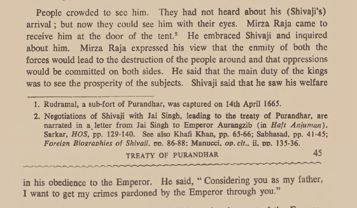 Syngh_Unleashed's tweet photo. “ Considering you as my father, I want to get my crimes pardoned by the Emperor through you. ”  —  Shiva Bhonsle to Mirza Raja Jai Singh.

Source : Tarikh-i-Dlikusha of Pandit Bhimsen Saxena, who was a contemporary to these events &amp; accompanied his patron in the deccan campaigns. https://t.co/1uHQzwT1G3