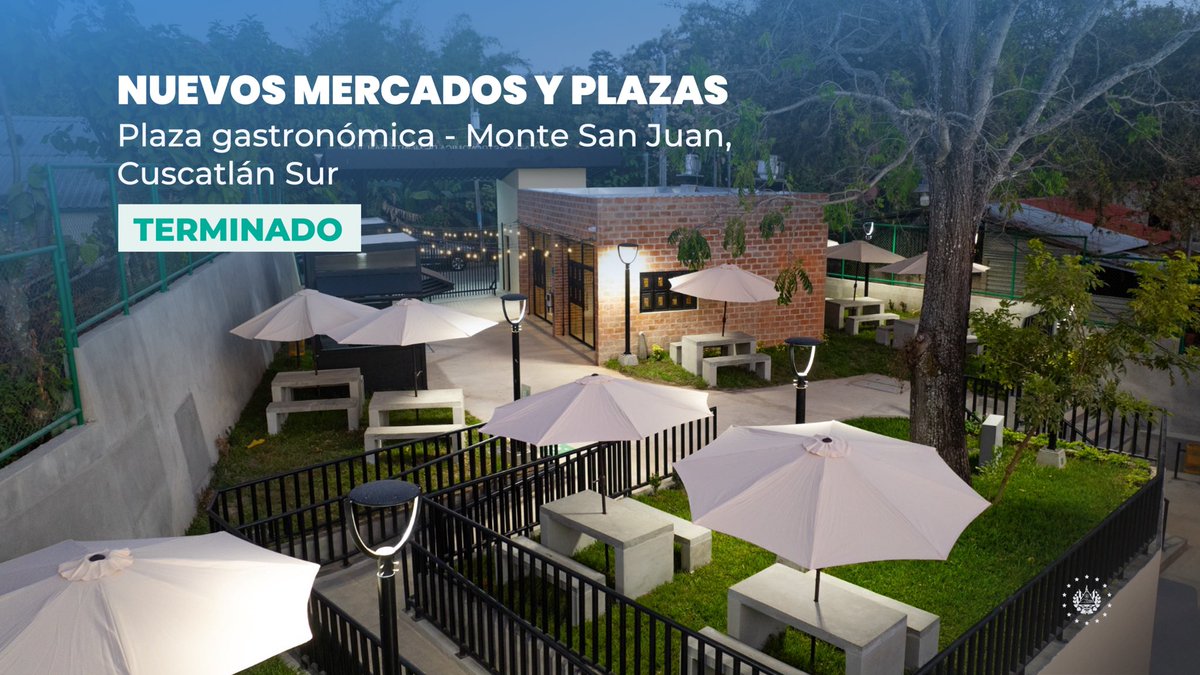 Casa Presidencial 🇸🇻 (@presidenciasv) on Twitter photo Como parte del trabajo de la Dirección de <a href="/mercadosSV/">Mercados Nacionales</a>, la Plaza Gastronómica de Monte San Juan fue renovada y modernizada.
Hoy es un espacio ordenado y seguro que impulsa la economía local y el emprendimiento. 🇸🇻 Como parte del trabajo de la Dirección de <a href="/mercadosSV/">Mercados Nacionales</a>, la Plaza Gastronómica de Monte San Juan fue renovada y modernizada.
Hoy es un espacio ordenado y seguro que impulsa la economía local y el emprendimiento. 🇸🇻