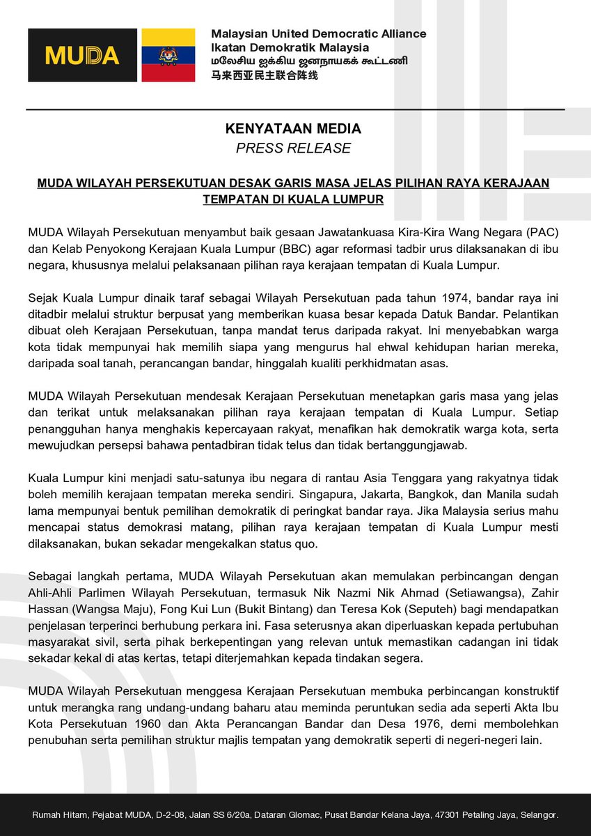 Parti MUDA Wilayah Persekutuan tweet media