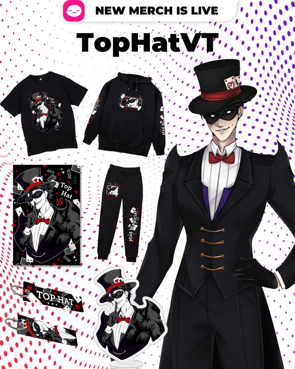 Top Hat πͺβ₯οΈ Mad Magician VTuber (@tophatvtuber) on Twitter photo β₯οΈπͺ MERCH DROP!! πͺβ₯οΈ
Official Top Hat merch is now LIVE with <a href="/shopuwumarket/">UwU Market</a>!
Thank you everyone who has supported me and made this possible.
I hope to make you proud to represent your oshi IRL~ β₯οΈ β₯οΈπͺ MERCH DROP!! πͺβ₯οΈ
Official Top Hat merch is now LIVE with <a href="/shopuwumarket/">UwU Market</a>!
Thank you everyone who has supported me and made this possible.
I hope to make you proud to represent your oshi IRL~ β₯οΈ