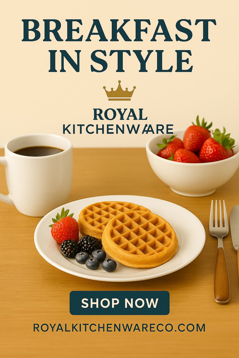 royalkitwareco's tweet image. BREAKFAST IN STYLE
Golden waffles, fresh berries, and coffee served with ROYAL KITCHENWARE CO kitchenware—because your mornings deserve elegance.
Start your day the royal way.
🛒 Shop now: ROYALKITCHENWARECO.COM
#RoyalKitchenwareCo #BreakfastInStyle #DineRoyally #KitchenLuxury