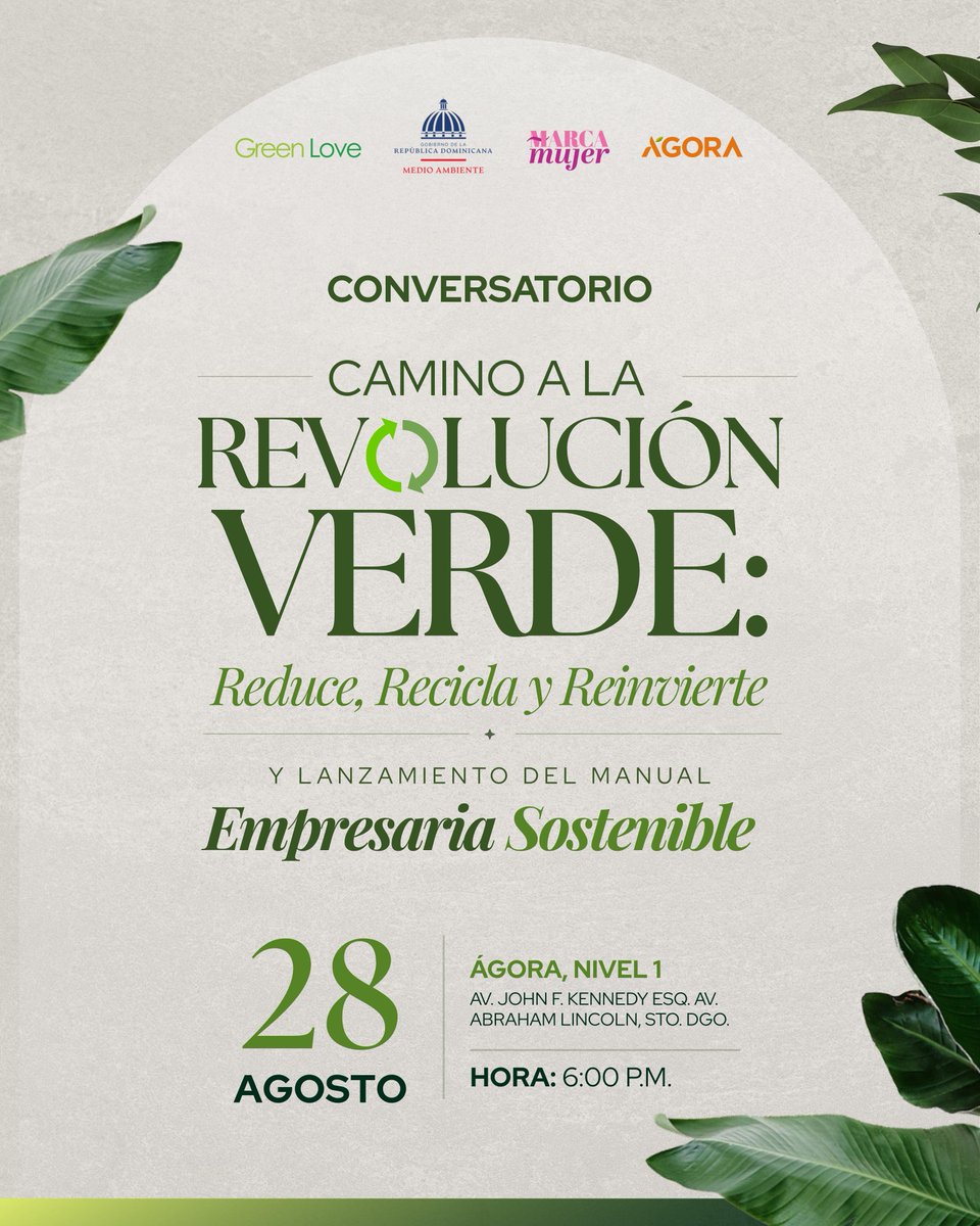 ¡La 𝗥𝗲𝘃𝗼𝗹𝘂𝗰𝗶𝗼́𝗻 𝗩𝗲𝗿𝗱𝗲 está en marcha y tú eres parte clave del cambio! 💚✨

Este 28 de agosto, acompáñanos en un conversatorio muy especial:

“Camino a la Revolución Verde: 𝗥𝗲𝗱𝘂𝗰𝗲, 𝗿𝗲𝗰𝗶𝗰𝗹𝗮 𝘆 𝗿𝗲𝗶𝗻𝘃𝗶𝗲𝗿𝘁𝗲” ♻️

instagram.com/p/DN1b1uOXpti/