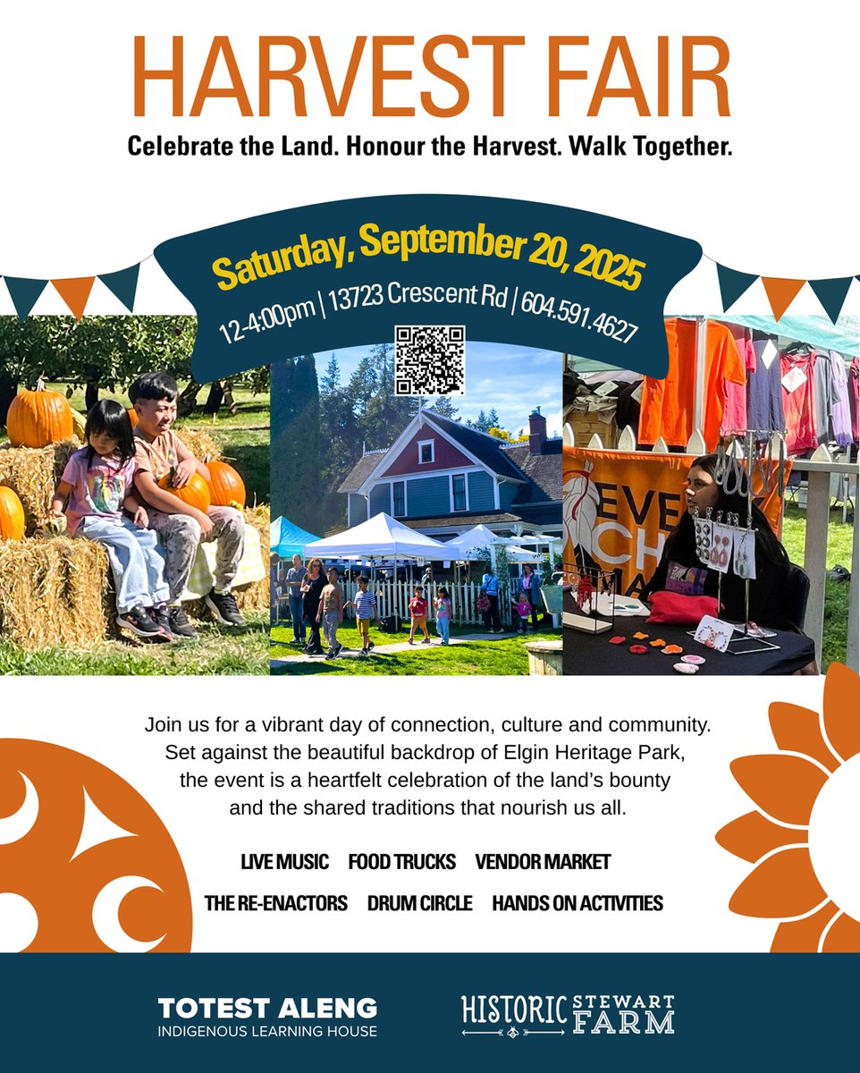 ACS RECOMMENDED...#artnews| <a href="/CityofSurrey/">City of Surrey</a>  #historic Stewart Farm presents 'HARVEST FAIR' Sep 20th - 12 - 4pm | see poster or QR Code for event details
<a href="/surreybcevents/">Surrey BC Events</a> <a href="/sry604/">Surrey604</a> <a href="/SurreyNowLeader/">Surrey Now-Leader</a> #harvest #foodtrucks #drumcircle #FamilyFun <a href="/museumofsurrey/">Museum of Surrey</a>