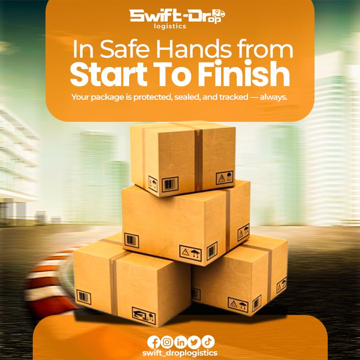 Designsbytbanj's tweet image. 📦 At Swift Drop, your package is always in safe hands — from the moment we pick it up to the moment it’s delivered.
Because trust and reliability aren’t optional, they’re guaranteed. 🚀

#SwiftDrop #LogisticsMadeEasy #SafeDelivery #LYKN #الجادل_القحطاني