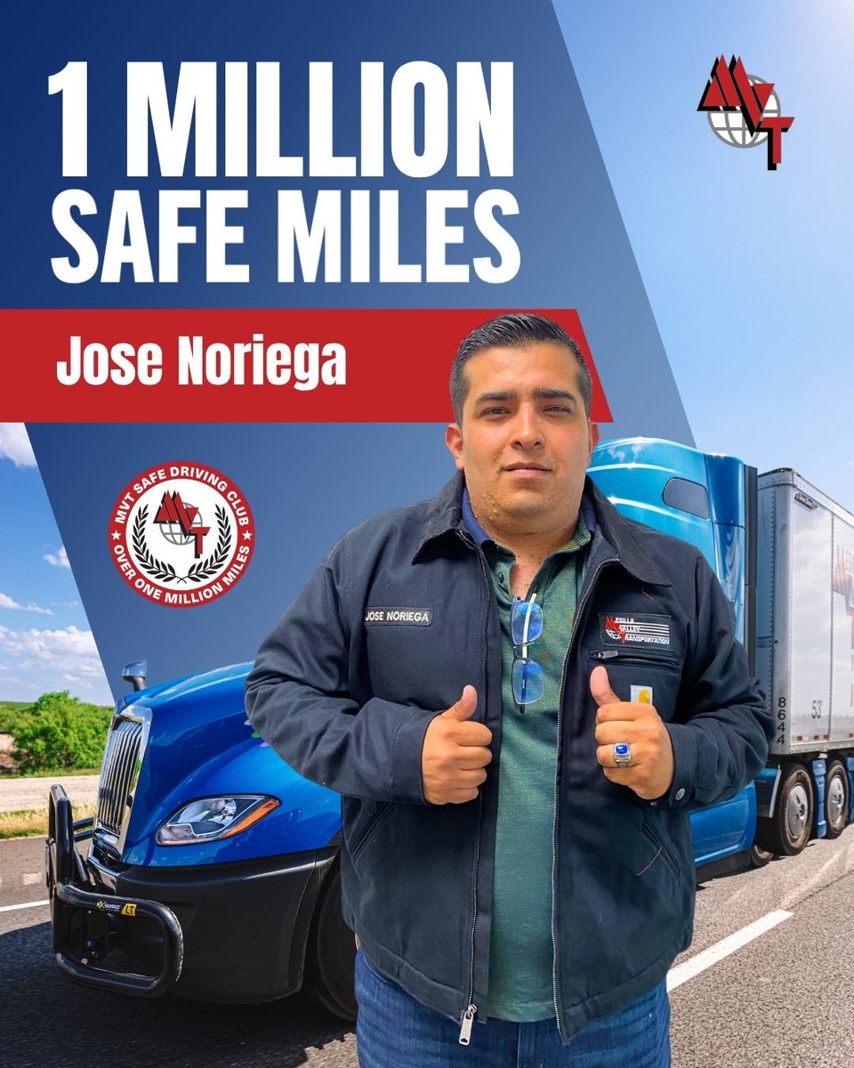 MVTServices's tweet image. 🎉🚛 Congratulations to Jose Noriega and Edward Pinkins III, Jr. on reaching 1 MILLION safe miles with MVT! Your dedication, safety, and hard work make us proud. 💪👏

#MillionMileClub #MVTFamily #MVTStrong #TeamMVT