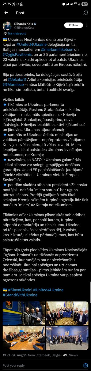 Tā izskatās Kola un Mūrnieces vizīte Ukrainā,esot politiski svarīga.Atkārtojuši vecās mantras,kas nekad nepiepildīsies,visi devās uz lūgšanu brokastīm.Vēl mēs uzzinājām par panākumiem demokrātijas stiprināšanā,kurus Zelenskis vēl nesen demonstrēja apkarojot korupcijas apkarotājus