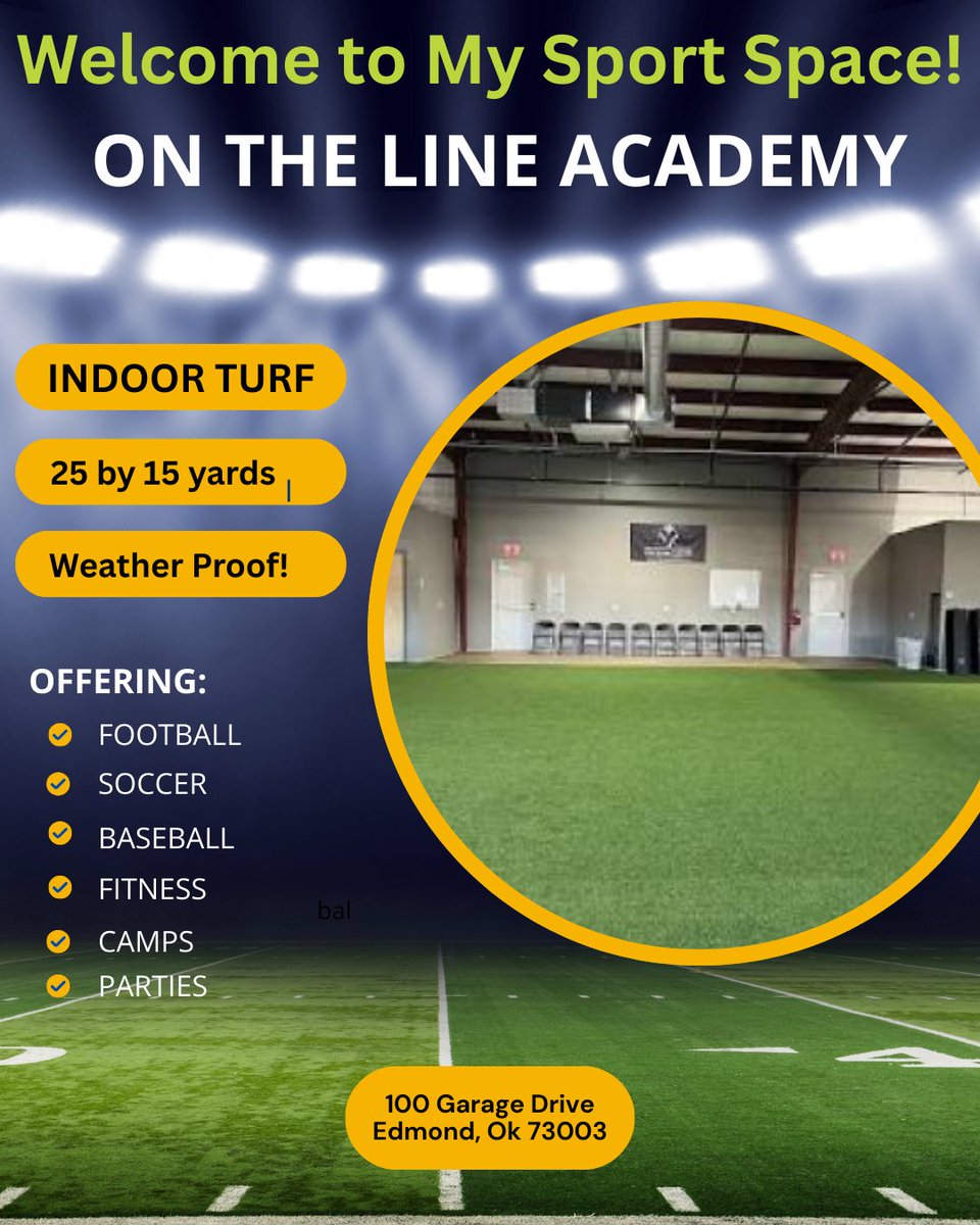 Excited to welcome ON THE LINE ACADEMY to the My Sport Space Network!  The LINE has a fantastic turf field in a conditioned indoor space that is perfect for 🏈⚽⚾ 🦾 and 🎉.  Book now and weather worries are over! Check them out on the web or your App!