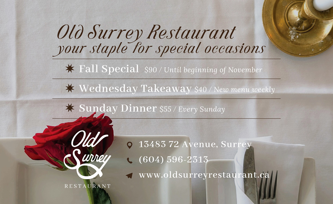 ACS RECOMMENDED....#artnews| A member of our @newtonbia and a long-time supporter of the <a href="/SurreyArts/">ArtsCouncilofSurrey</a>  and Newton Cultural Centre ... OLD SURREY RESTAURANT offers up a feast for the Fall...check out their poster for details

<a href="/OldSurrey/">Old Surrey Restaurant</a> <a href="/CityofSurrey/">City of Surrey</a>
