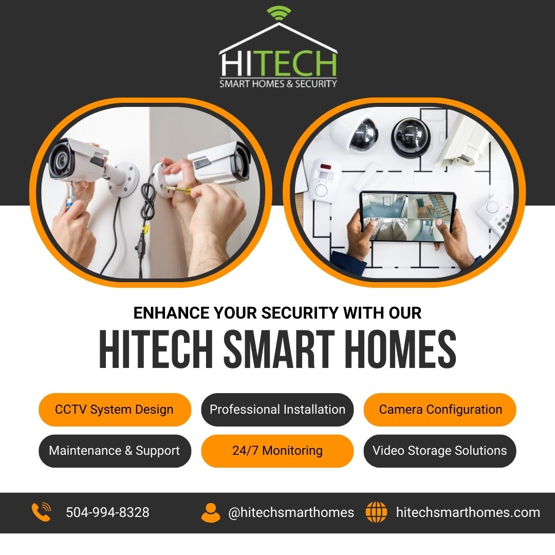 HitechSmartHome's tweet photo. CCTV. Alarms. Monitoring. Support. We cover it all.
Call today to get started!
504-994-8328

#HiTechSmartHomes 
#SmartHomes #SecureHomes #NOLA #HomeSecurity #Surveillance #NolaLocal #PeaceOfMind #SecureWithHiTech https://t.co/OR9gV77K4C