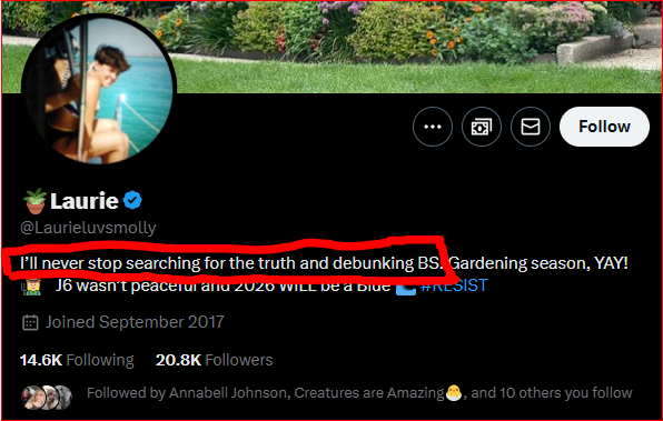 Cowchick4's tweet photo. @Laurieluvsmolly You say you'll never stop searching for the truth &amp; debunking BS?

You're FOS bcuz I called you out &amp; you're incapable of facing your own shortfalls relative to not understanding our Constitution while calling me an idiot.

You afraid of public confrontation? https://t.co/3R3c9MdA5m