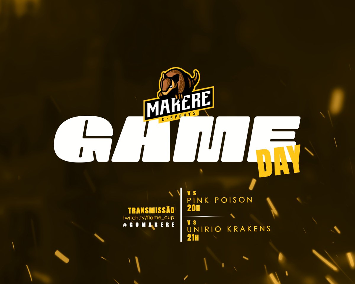 GAME DAAAAAAY! 

Vamos para mais um dia com 2 jogos e pra quem quiser acompanhar:

Nossa line de hoje
Top: Simuzax  
JG: Guedi  
MID: Aryze  
ADC: Augustin  
SUP: Kuska

Transmissão: twitch.tv/flame_cup 
#GoMarere #FlameCup
