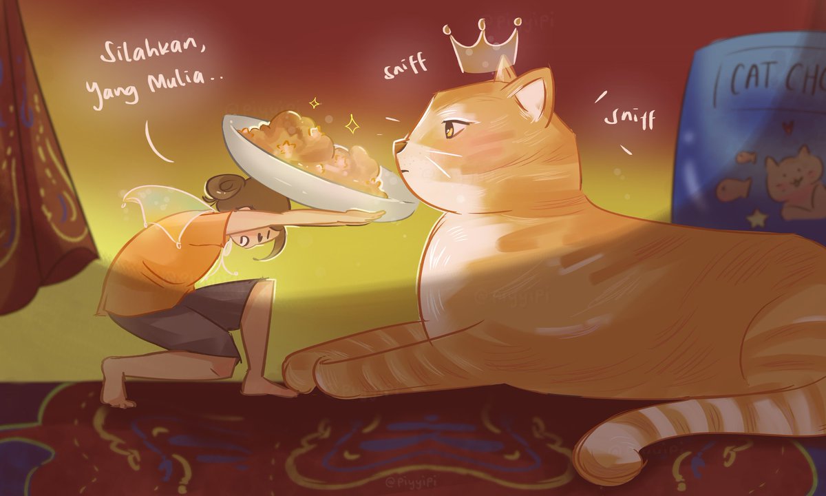 piyyipi's tweet photo. "Please, Your Highness.."👑
*Pov jadi babu majikan😭

#illustration #Cat #opencommission #wipart https://t.co/alLhAEgUOk
