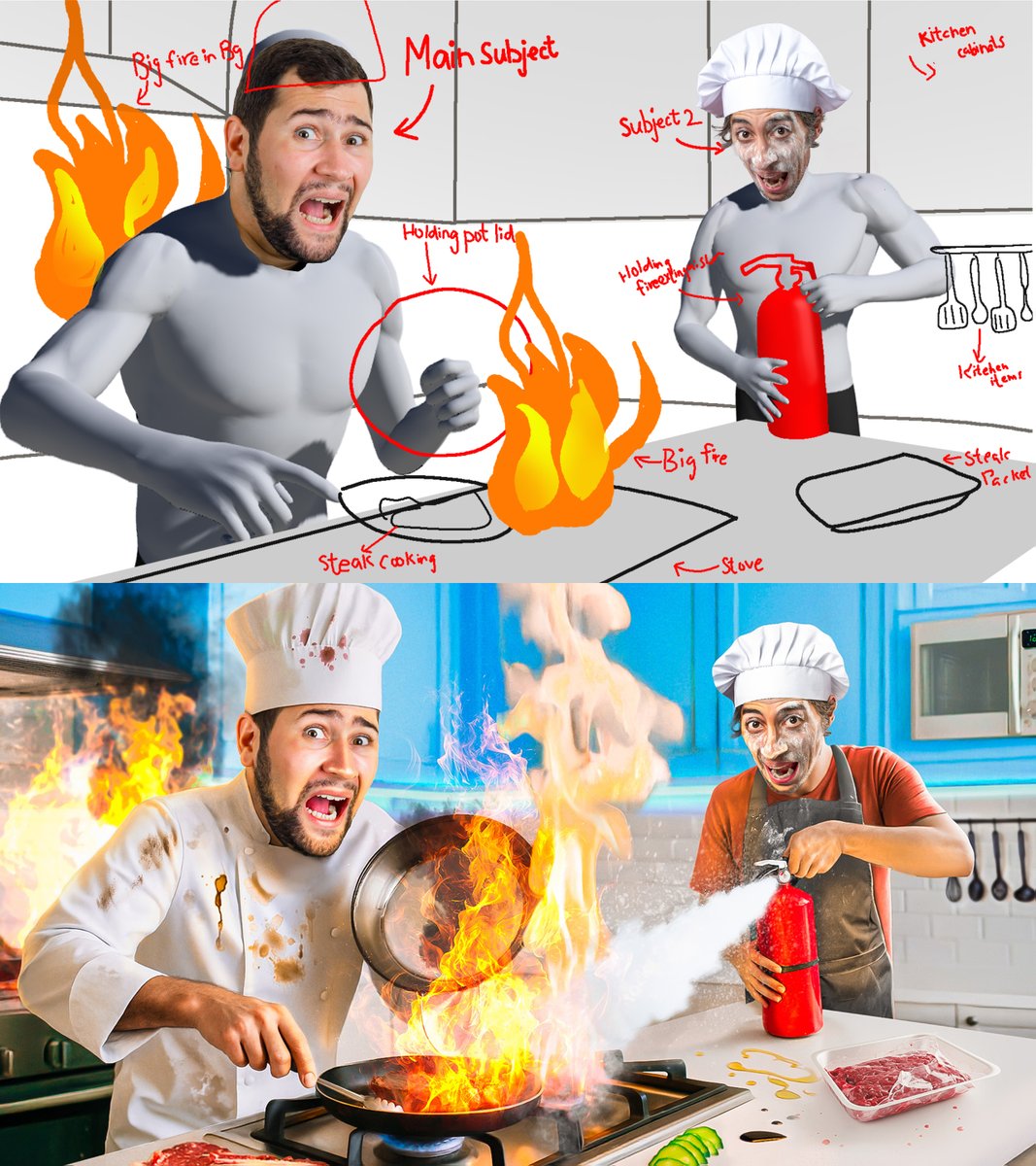 Recent thumbnail I designed for Thumb101 challenge

Title: I Tried to Cook for the First Time in My Life!

(Concept sketch to Final)