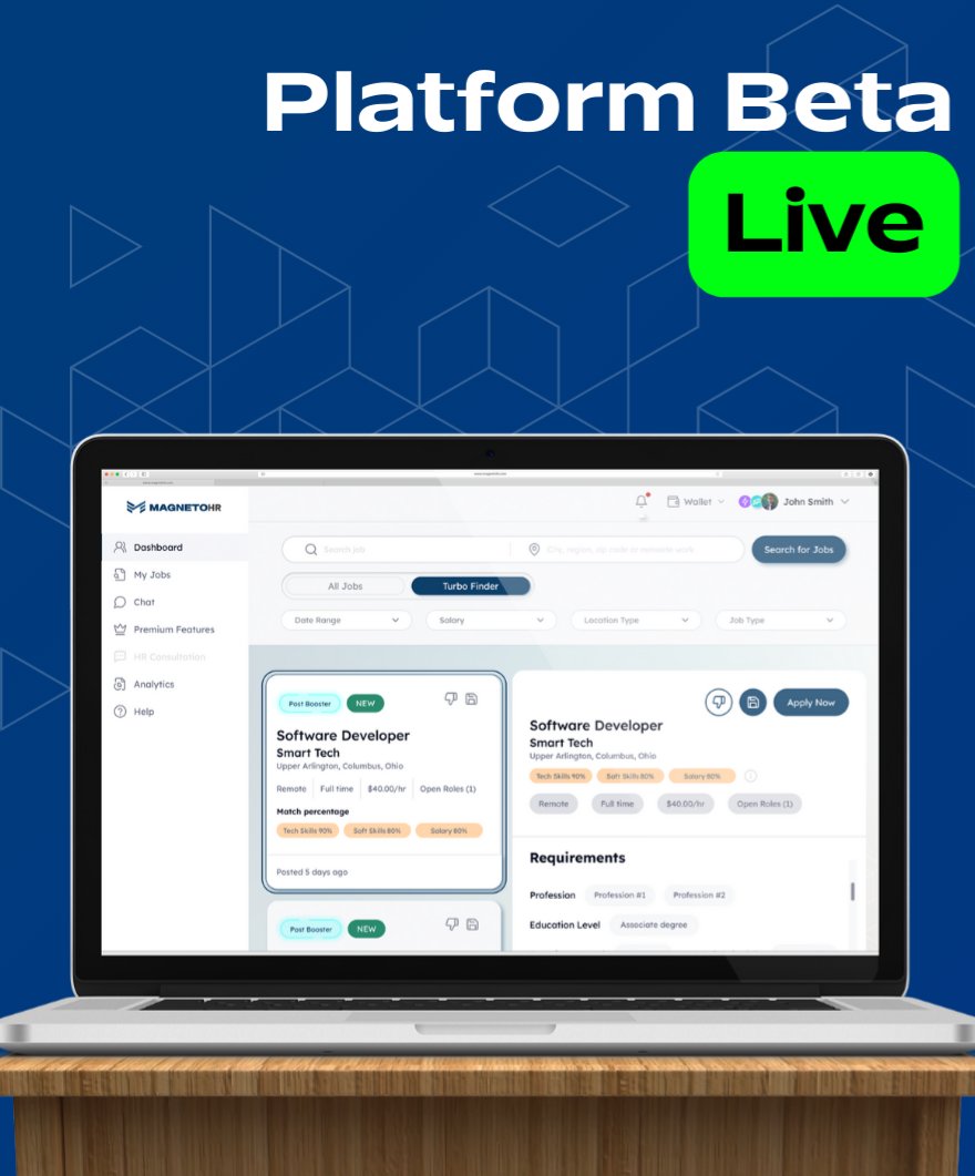 🚀 Our Magneto HR beta is LIVE! 🎉 Dive into the future of HR with our AI and blockchain-powered platform. Sign up as a jobseeker today at beta.magnetohr.com/auth/jobseeker… and explore how we’re revolutionizing recruiting. #MagnetoHR #BetaLaunch 

🧵 (1)