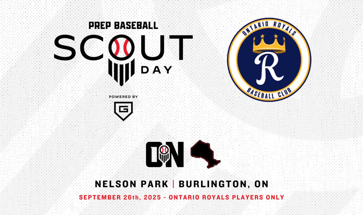 🇨🇦𝐎𝐧𝐭𝐚𝐫𝐢𝐨 𝐑𝐨𝐲𝐚𝐥𝐬 𝐒𝐜𝐨𝐮𝐭 𝐃𝐚𝐲🇨🇦

🗓️ September 26th, 2025
📍 Nelson Park
👤  Royals Players Only
💻  TrackMan/VALD

Register here➡️ loom.ly/cDphHLU