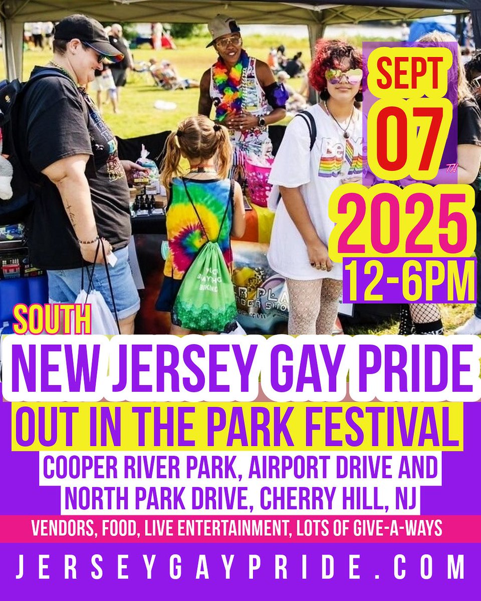 Come OUT to celebrate to Jersey Gay Pride’s Festival 🏳️‍⚧️🏳️‍🌈
SUNDAY, SEPTEMBER 7, 2025, Noon to 6:00 PM
Cooper River Park
#LGBT #NewJersey #NJ
facebook.com/share/16yBoiwp…
