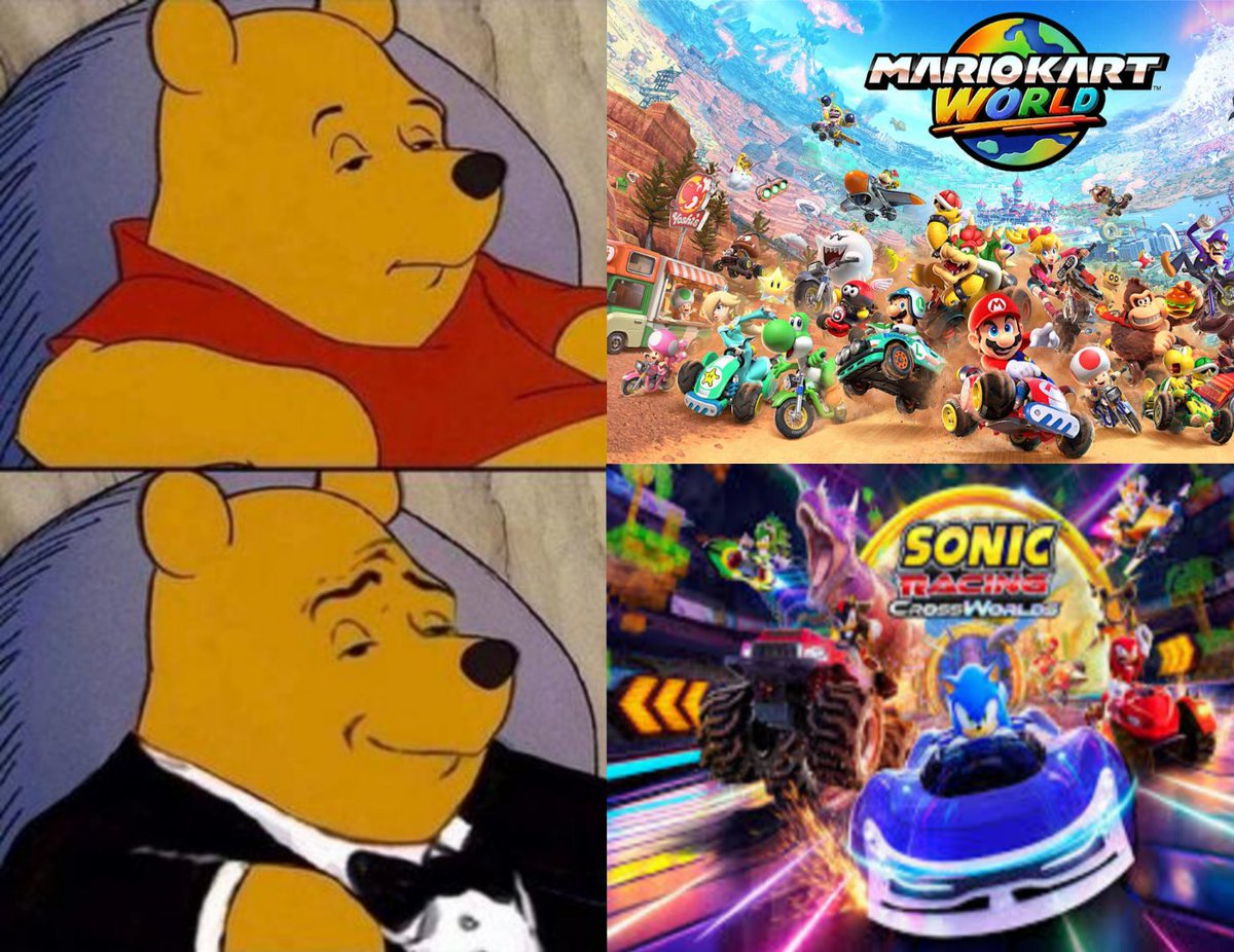My feeling on both sonic racing crossworlds and mario kart world in image