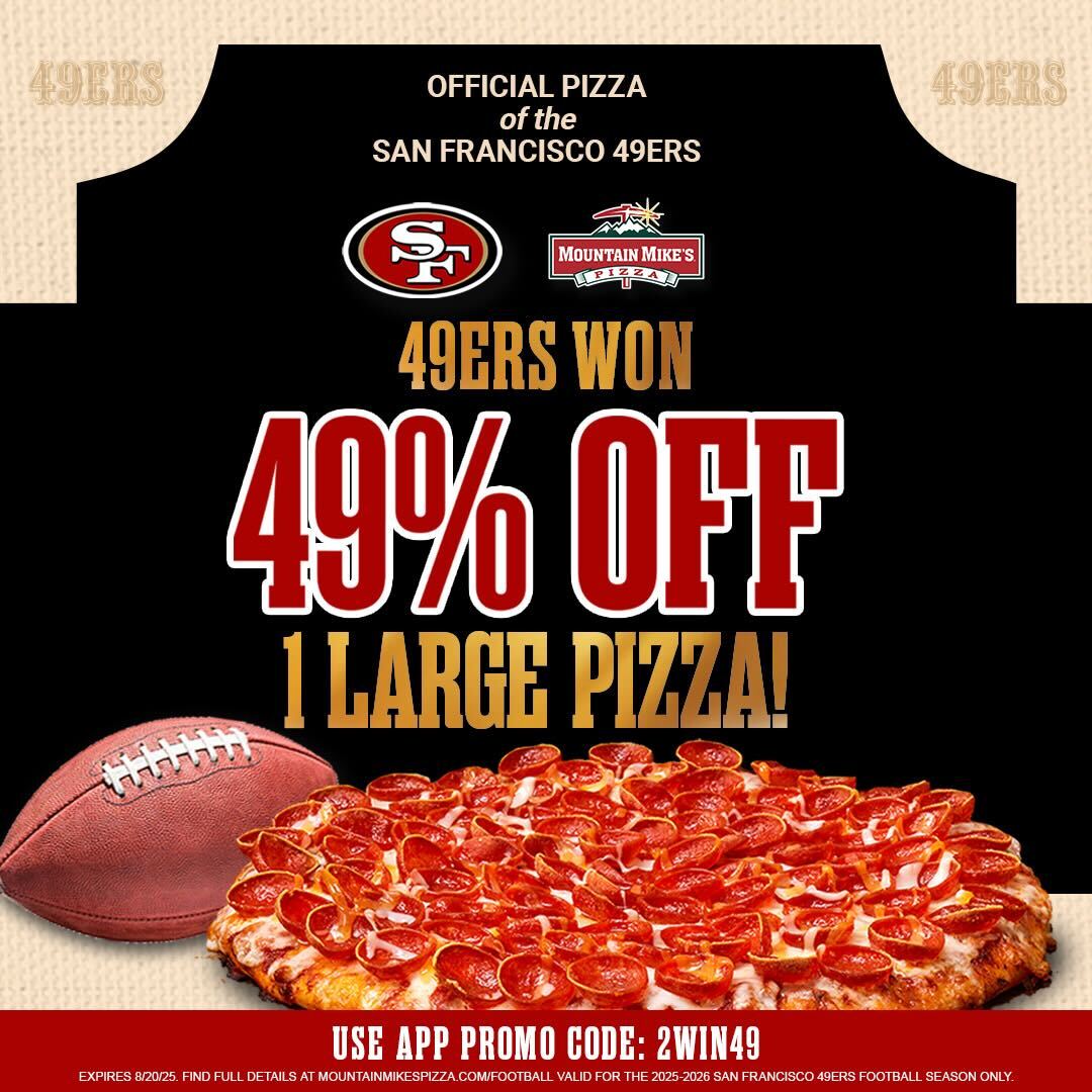 Dinner time ⏰

Get 49% OFF a large pizza this Tuesday &amp; Wednesday 🍕

In the <a href="/MountainMikes/">Mountain Mike's Pizza</a> app: mountainmikespizza.com/football