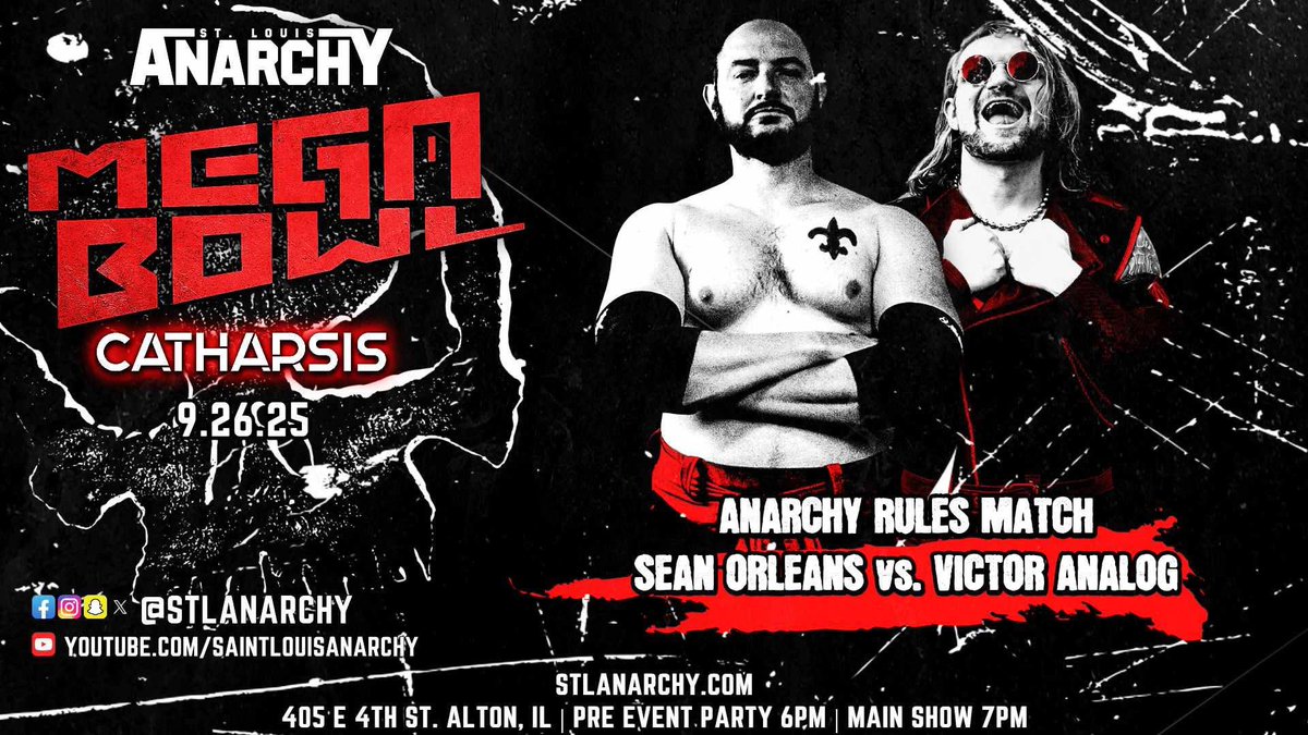 St. Louis Anarchy (@stlanarchy) on Twitter photo ‼️MATCH ANNOUNCEMENT🚨‼️
“In the midst of chaos, there is also opportunity” - Sun Tzu, The Art of War
<a href="/SeanOrleans/">Sean Orleans, Noted Raconteur</a> embodies the fighting spirit. He embodies the soul power of professional wrestling. He embodies Anarchy, hell it helps keep it afloat.
He embodies everything ‼️MATCH ANNOUNCEMENT🚨‼️
“In the midst of chaos, there is also opportunity” - Sun Tzu, The Art of War
<a href="/SeanOrleans/">Sean Orleans, Noted Raconteur</a> embodies the fighting spirit. He embodies the soul power of professional wrestling. He embodies Anarchy, hell it helps keep it afloat.
He embodies everything