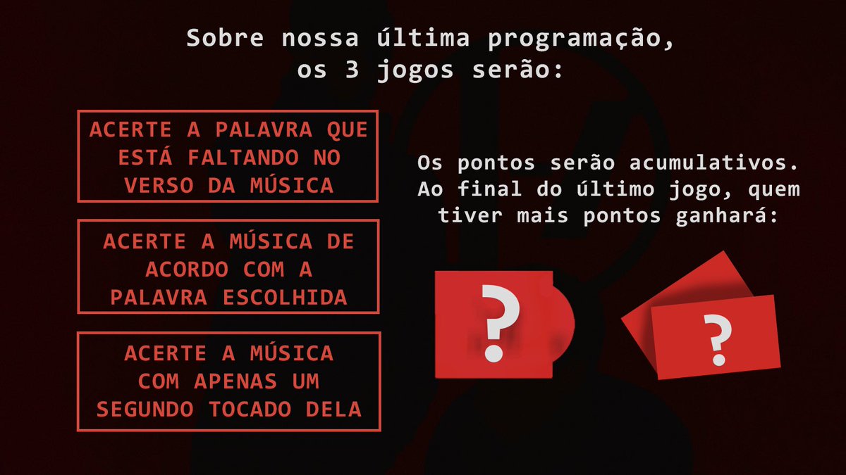É com muito prazer que anunciamos a The Breach Experience, um evento para comemorar o novo álbum de twenty one pilots!

Durante esse evento, vamos ter muitas atividades interativas com direito a prêmios, além de escutar o álbum juntos.

Junte-se a nós: discord.gg/cliquebrasil