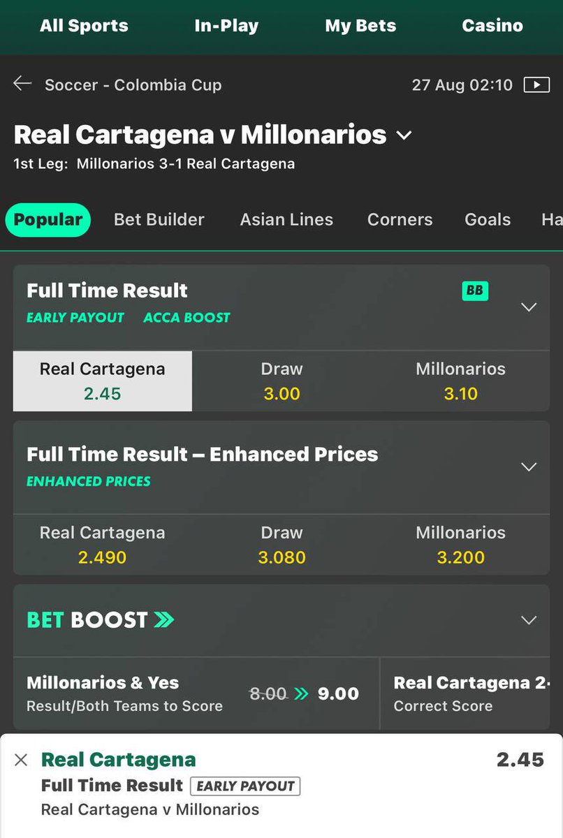 FREE BET TIPS !!!

HOME WIN FULL TIME ========

[2.45]ODDS 🇨🇴

#sportbetting #Gamblingcommunity #parlay #SportsBettingX #SportsGambling