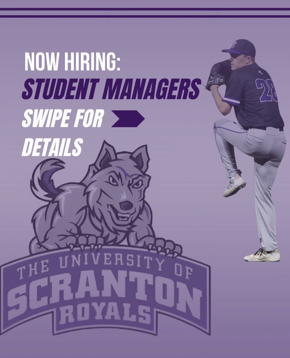 UofS_Baseball's tweet photo. Calling all Royal students!

We are looking for student managers! This opportunity offers a lot of different disciplines - on-field help, data/analytics support, video/tech utilization, and much more! If you have any questions or interest DM us or email Coach Bartoletti! https://t.co/XEcIxOeqef