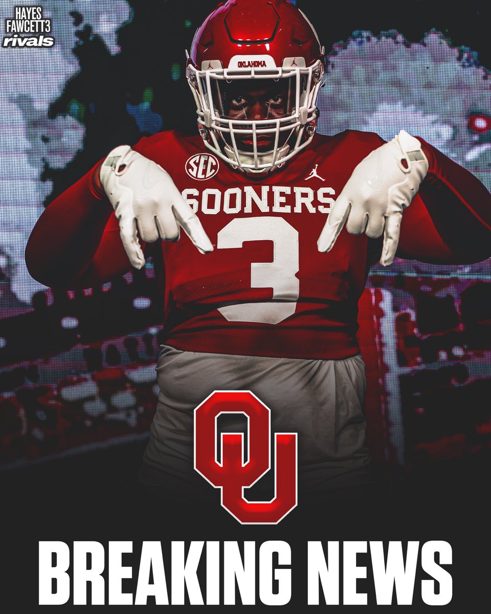 BREAKING: Class of 2026 DL T-Ron Richardson has Committed to Oklahoma, he tells me for @rivals

The 6’5 295 DL from Hopewell, VA chose the Sooners over Virginia Tech, Penn State, &amp; others

“All glory To God and Boomer Sooner!”

on3.com/rivals/t-ron-r…