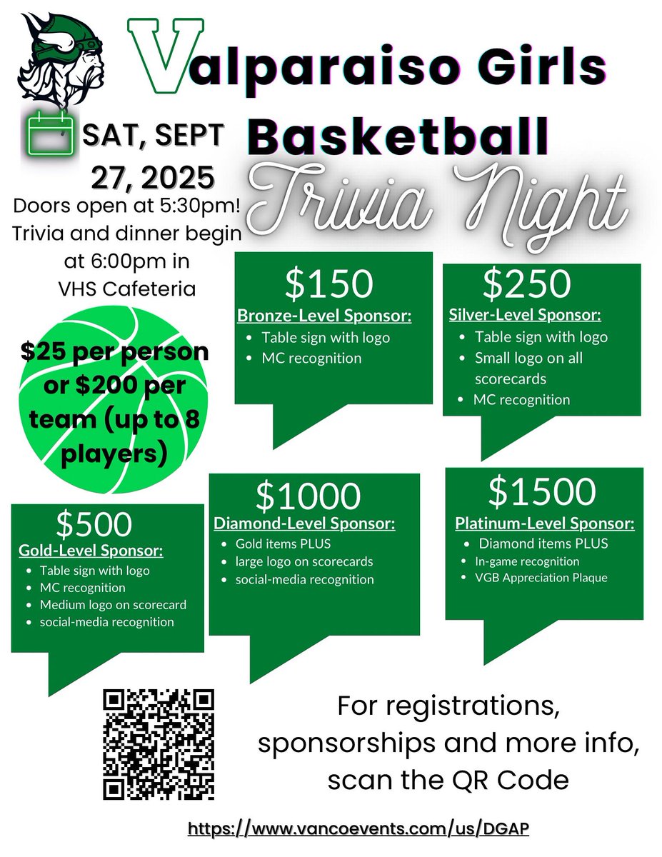 Join the VGB at Trivia Night on Sept 27th! 
<a href="/AthleticsValpo/">Valparaiso Athletics</a> <a href="/ValpoHS411/">Viking Info</a> <a href="/ValpoLife/">Valpo.Life</a> 

vancoevents.com/us/events/land…