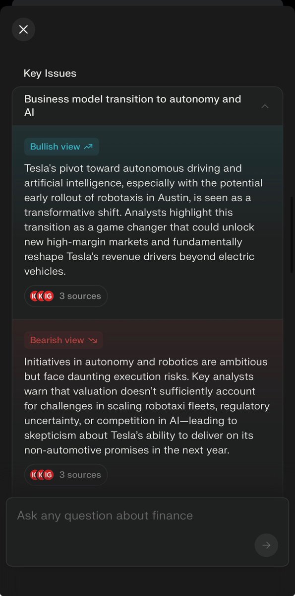 pixelfabricator's tweet image. Love the @perplexity_ai ‘s finance/stock insights on mobile. specifically the summarized bullish and bearish insights. @jeffgrimes9 @AravSrinivas