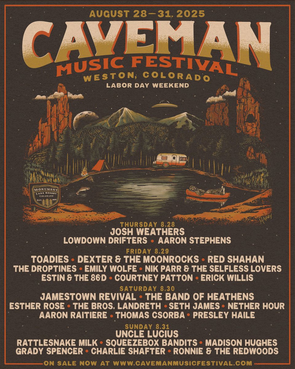 Stoked to be back out at Caveman Music Festival this weekend! Killer line-up and vibes for days.