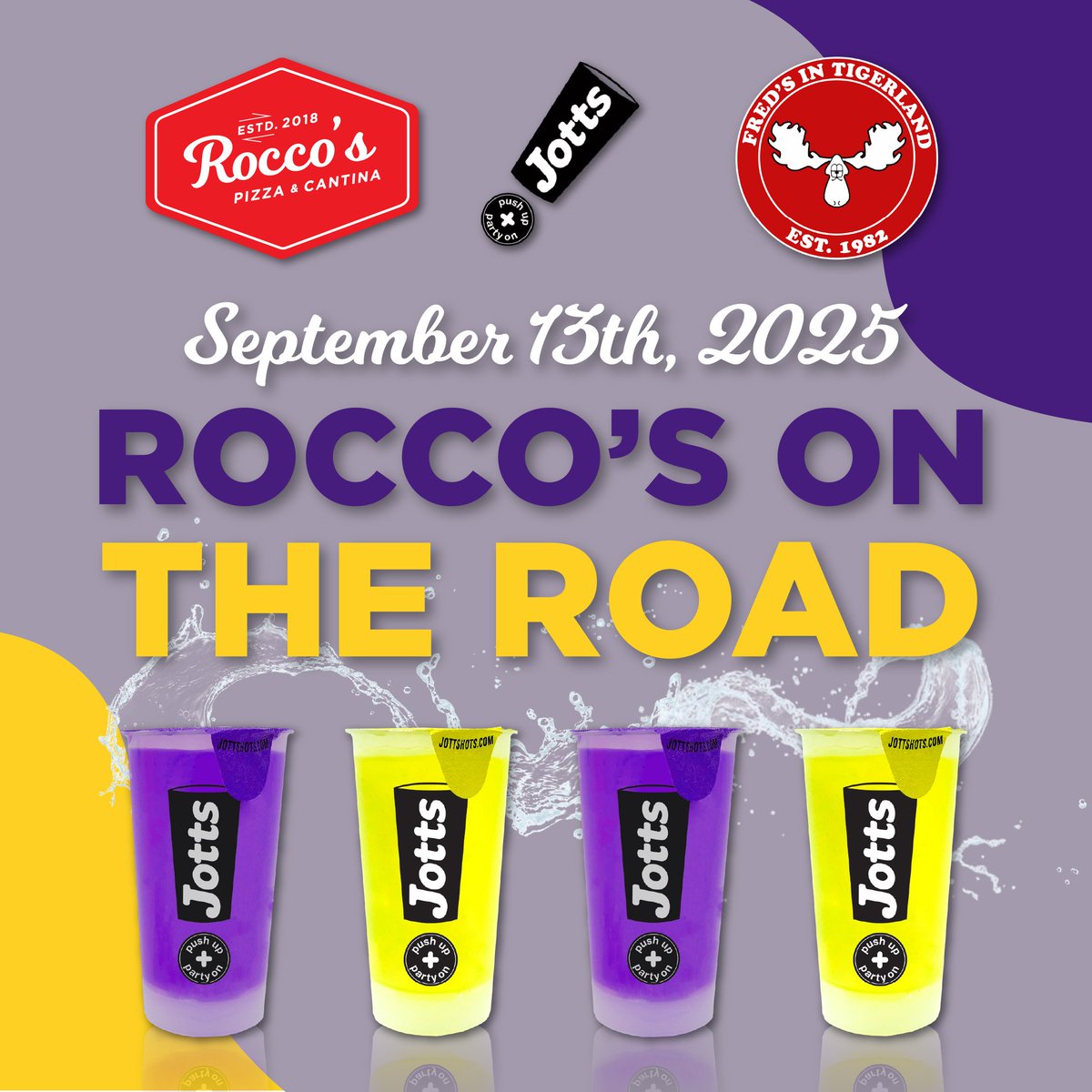 CWSShotBoard's tweet image. Baton Rouge! We are coming to you! Rocco&apos;s is partnering with @Fredsbar to sell some shots and raise money for @brfoodbank before @LSUfootball takes on @GatorsFB. Join us Saturday the 13th from 11-4! #RoccosOnTheRoad